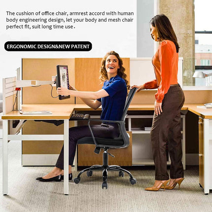 Home Office Chair Ergonomic Desk Chair Swivel Rolling Computer Chair Executive Lumbar Support Task Mesh ChairAdjustable Stool for Women Men (Black)