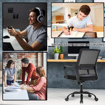 Home Office Chair Ergonomic Desk Chair Swivel Rolling Computer Chair Executive Lumbar Support Task Mesh ChairAdjustable Stool for Women Men (Black)