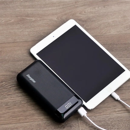 Energizer - MAX 20,000mAh 15W USB-C 3-Port Universal Portable Battery Charger/Power Bank w/ LCD screen for Smartphones & Accessories - Black