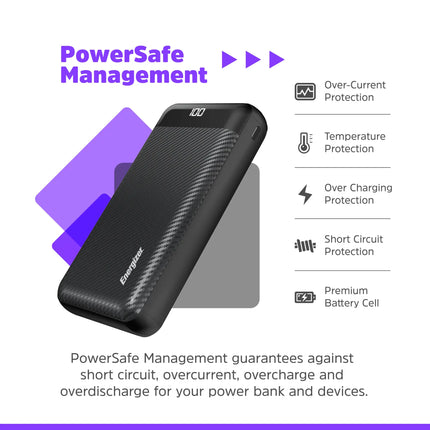 Energizer - MAX 30,000mAh 15W USB-C 3-Port Universal Portable Battery Charger/Power Bank w/ LCD screen for Smartphones & Accessories - Black
