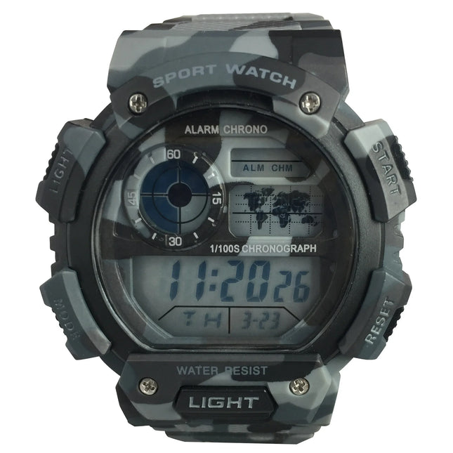 George Men's Digital Sport Wristwatch Plastic Strap GREY