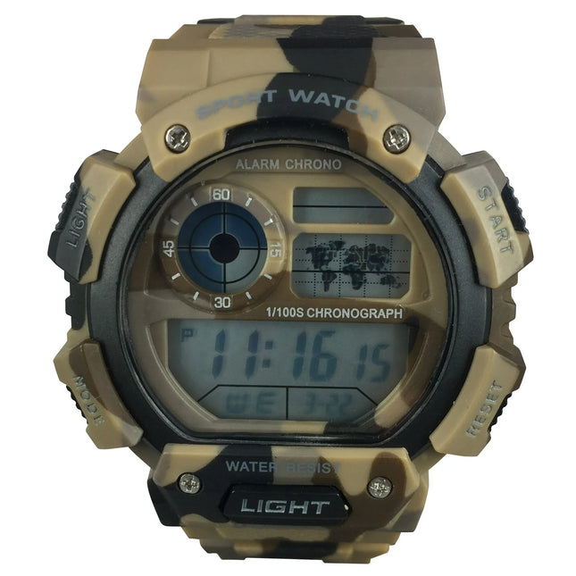 George Men's Digital Sport Wristwatch Plastic Strap BROWN