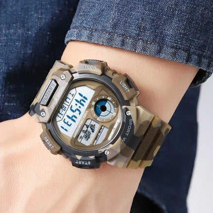 George Men's Digital Sport Wristwatch Plastic Strap BROWN
