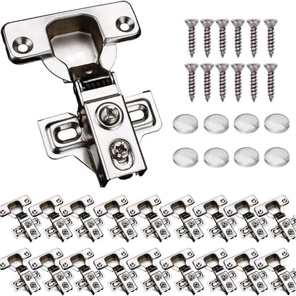 KONIGEEHRE 20 Pack Soft Close Cabinet Door Hinges for 1/2" Partial Overlay Cupboard, 100 Degree Opening Angel,Stainless Concealed Kitchen Cabinet Hinges with Mounting Screws and Manual
