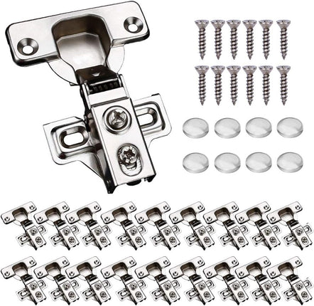KONIGEEHRE 20 Pack Soft Close Cabinet Door Hinges for 1/2" Partial Overlay Cupboard, 100 Degree Opening Angel,Stainless Concealed Kitchen Cabinet Hinges with Mounting Screws and Manual