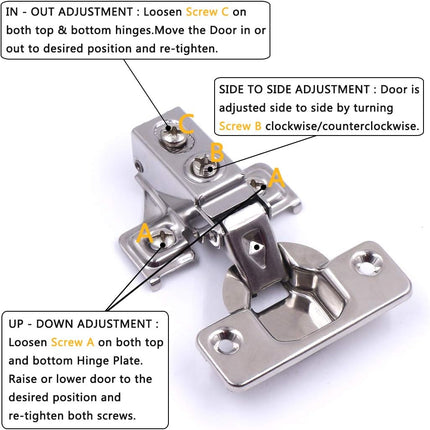 KONIGEEHRE 20 Pack Soft Close Cabinet Door Hinges for 1/2" Partial Overlay Cupboard, 100 Degree Opening Angel,Stainless Concealed Kitchen Cabinet Hinges with Mounting Screws and Manual