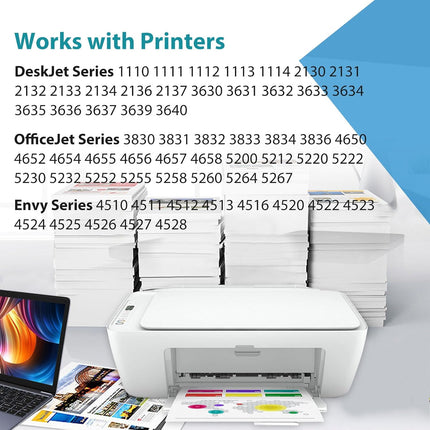Relcolor Remanufactured Ink Cartridge Replacement for HP 63XL 63 XL (2 Black and 1 Color 3-Pack) Work with 38304650 4652 4655 5200 5252 5255 5258 4520 4512 1112 2132 3630 3632 Printer