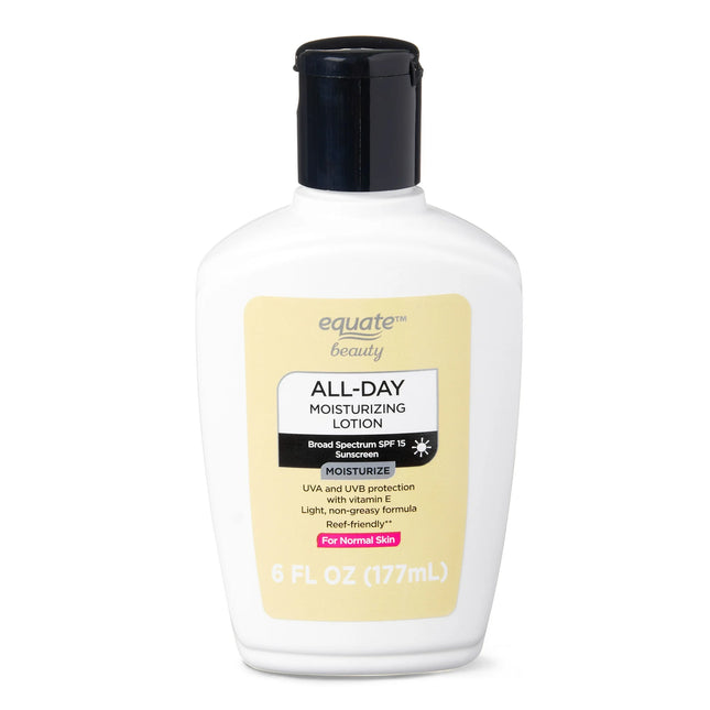 Equate All Day Moisturizing Sunscreen Lotion for Normal Skin, Broad Spectrum SPF 15, 6 fl oz