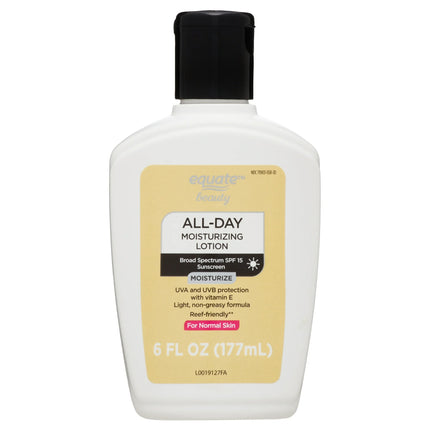 Equate All Day Moisturizing Sunscreen Lotion for Normal Skin, Broad Spectrum SPF 15, 6 fl oz