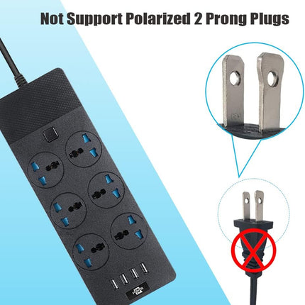 Universal Power Strip, Jumpso 6ft Extension Cord with Multiple Outlets, 110-240v, 3000w Power Strip with USB PortsEuropean Travel Plug Adapter Wall Mount Power Strip for Home Office Cruise, Black
