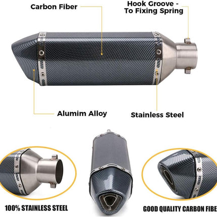 Exhaust Muffler Carbon Fiber 1.5-2"Inlet with Removable DB Killer for Street/Sport Motorcycles and Scooters with 38-51mm Diameter Exhaust Pipes
