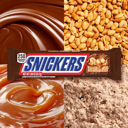 Snickers Milk Chocolate Candy Bars, Full Size, 1.86 oz