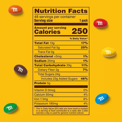 M&M'S Peanut Milk Chocolate Candy, Full Size, 1.74 oz