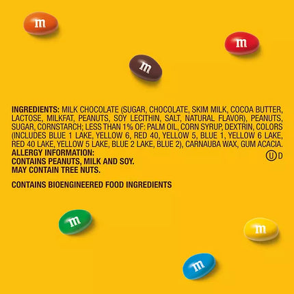 M&M'S Peanut Milk Chocolate Candy, Full Size, 1.74 oz
