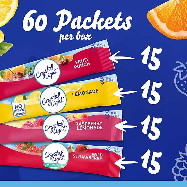 Crystal Light Lemonade, Fruit Punch, Raspberry Lemonade and WildStrawberry Powdered Drink Mix Variety