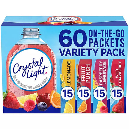 Crystal Light Lemonade, Fruit Punch, Raspberry Lemonade and WildStrawberry Powdered Drink Mix Variety Pack (60 ct.)