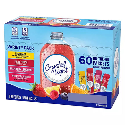 Crystal Light Lemonade, Fruit Punch, Raspberry Lemonade and WildStrawberry Powdered Drink Mix Variety Pack (60 ct.)