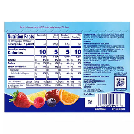 Crystal Light Lemonade, Fruit Punch, Raspberry Lemonade and WildStrawberry Powdered Drink Mix Variety Pack (60 ct.)