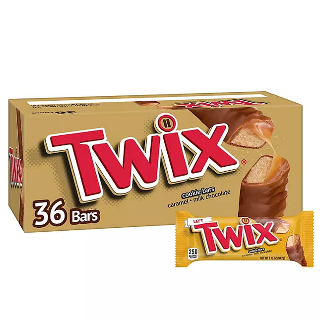 Twix Caramel Cookie Chocolate Candy Bars, Full Size, 1.79 oz., 36pk