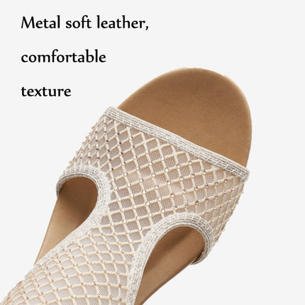 Ladies Summer Sandals All-Match Casual Mesh Thick Sole Wedge Heel Shoes, Size: 40(Black)