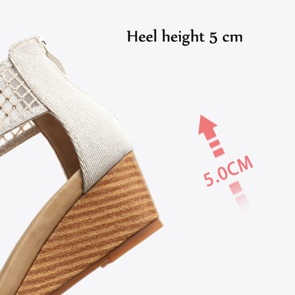 Ladies Summer Sandals All-Match Casual Mesh Thick Sole Wedge Heel Shoes, Size: 40(Black)