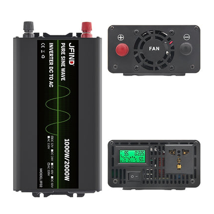 JFIND JF02 1000W 12V to 220V Pure Sine Wave Power Inverter, Universal Plug
