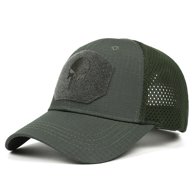 Men Cotton Outdoor Baseball Cap Fishing Hat With Skull Embroidered Patch
