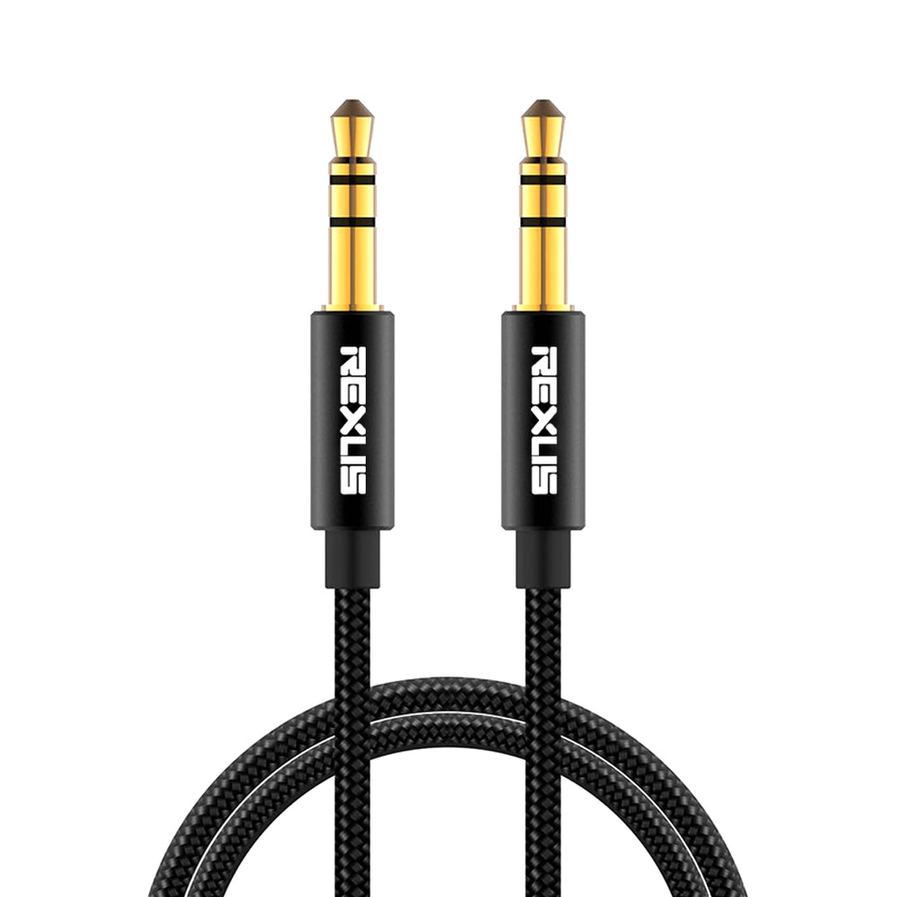 REXLIS 3629 3.5mm Male to Male Car Stereo Gold-plated Jack AUX Audio Cable for 3.5mm AUX Standard Digital Devices, Length: 1m