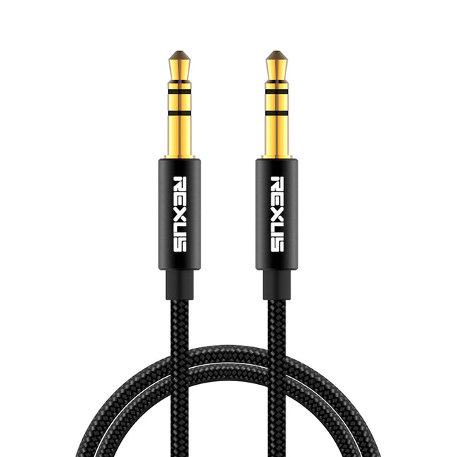 REXLIS 3629 3.5mm Male to Male Car Stereo Gold-plated Jack AUX Audio Cable for 3.5mm AUX Standard Digital Devices, Length: 1m
