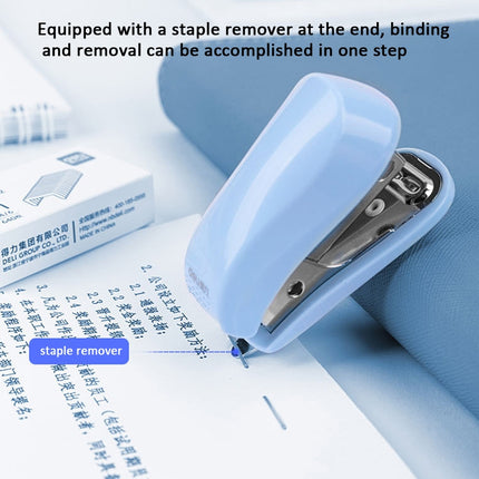 Deli  Macaron Color Stapler + 640 Staples Set Small Mini Stapler Stationery(White)