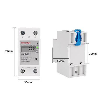 SINOTIMER WDS688 Smart WiFi Single- Phase Power Meter Mobile APP Home Rail Meter 5-60A 230V