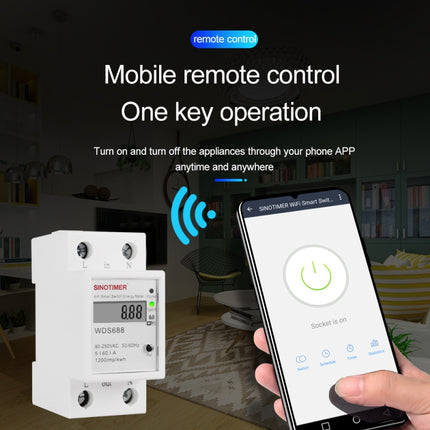 SINOTIMER WDS688 Smart WiFi Single- Phase Power Meter Mobile APP Home Rail Meter 5-60A 230V