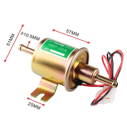 HEP-02A Universal Car 12V Fuel Pump Inline Low Pressure Electric Fuel Pump (Silver)