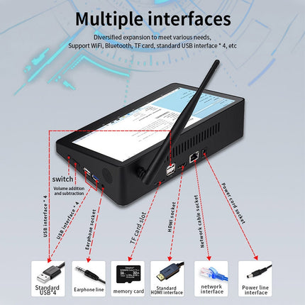 PiPo X9S All-in-One Mini PC, 9.0 inch, 4GB+64GB, Windows 10 Intel Celeron N4020 Dual Core up to 2.8GHz, Support WiFi & Bluetooth & TF Card & HDMI & RJ45, US Plug (Black)