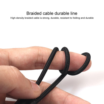 REXLIS 3635 3.5mm Male to Dual RCA Gold- plated Plug Black Cotton Braided Audio Cable for RCA Input Interface Active Speaker, Length: 1.8m