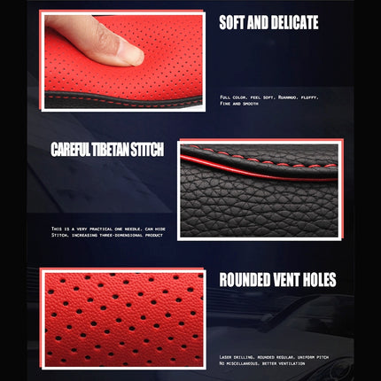 Round Style Car Universal Anti-skid Steering Wheel Cover, Diameter: 38cm(Black Red Line)