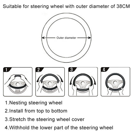 Round Style Car Universal Anti-skid Steering Wheel Cover, Diameter: 38cm(Black Red Line)