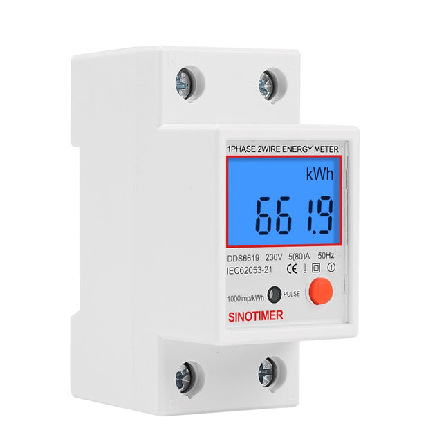 SINOTIMER DDS6619-012 Backlight Display Household Single-phase Rail Energy Meter 5- 80A(230V 50Hz)