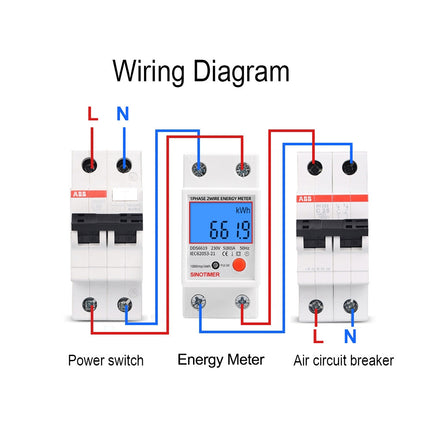 SINOTIMER DDS6619-012 Backlight Display Household Single-phase Rail Energy Meter 5- 80A(230V 50Hz)