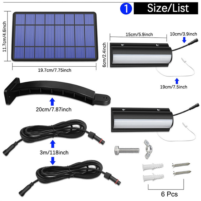 Pull-Switch 2 in 1 Solar Light 60-LEDs Landscape Courtyard Wall Lamp, Light Color:Warm Light(Black Shell)