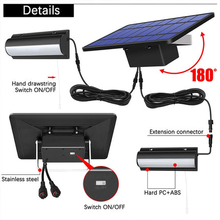 Pull-Switch 2 in 1 Solar Light 60-LEDs Landscape Courtyard Wall Lamp, Light Color:Warm Light(Black Shell)