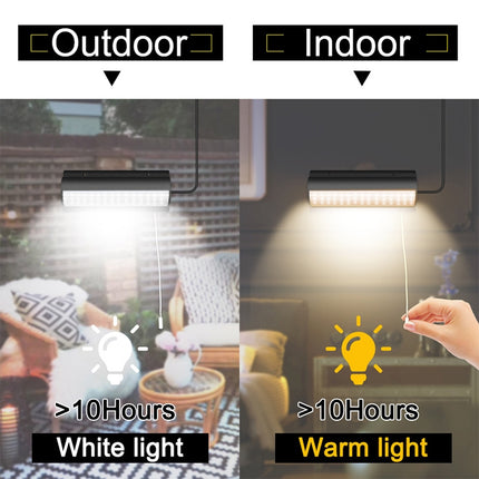 Pull-Switch 2 in 1 Solar Light 60-LEDs Landscape Courtyard Wall Lamp, Light Color:Warm Light(Black Shell)