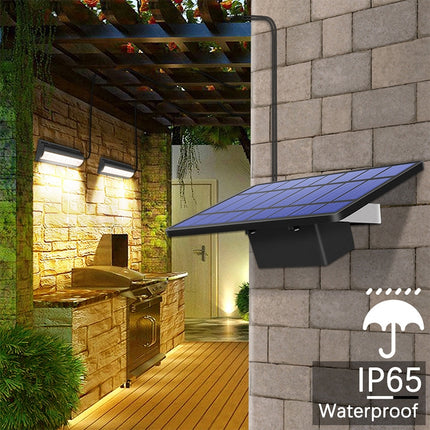 Pull-Switch 2 in 1 Solar Light 60-LEDs Landscape Courtyard Wall Lamp, Light Color:Warm Light(Black Shell)