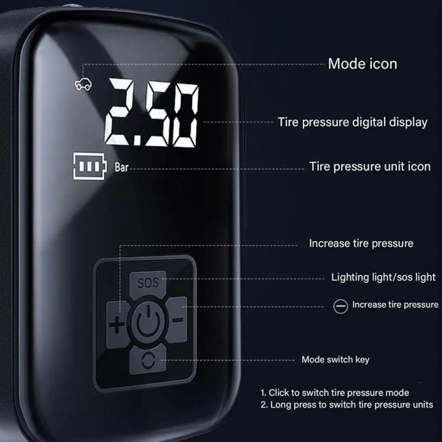 Car Portable Electric Tire Inflator Pump, Model: Wired