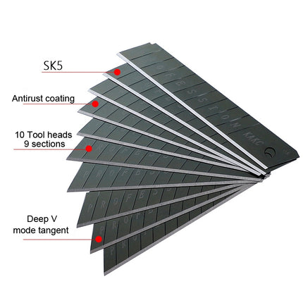 KAKC-18 Black Blade Cutter Blade 18mm Wall Cutter Blade, Specification: 10pcs /Box