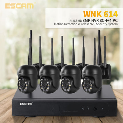 ESCAM WNK614 HD 3.0 Million Pixels 8- channel Wireless + 4IPC Wireless NVR Security System, AU Plug