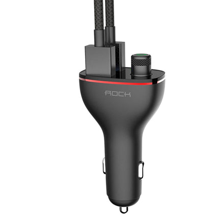 Rock B300 Wireless Bluetooth V4.2 FM Transmitter Radio Adapter Car Charger, With Dual USB Output & Hand-Free Calling, Music Player Support USB Flash Drive & U Disk, Compatible with IOS & Android