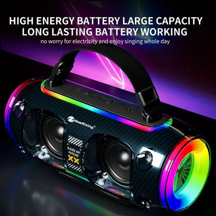 New Rixing NR8806 Portable Outdoor Wireless Bluetooth Speaker RGB Colorful Subwoofer, Style:Dual Mic(Black)