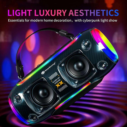 New Rixing NR8806 Portable Outdoor Wireless Bluetooth Speaker RGB Colorful Subwoofer, Style:Dual Mic(Black)