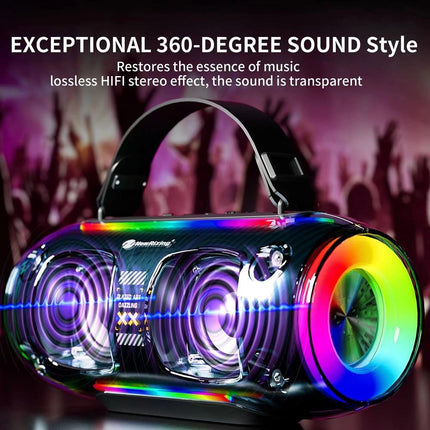 New Rixing NR8806 Portable Outdoor Wireless Bluetooth Speaker RGB Colorful Subwoofer, Style:Dual Mic(Black)